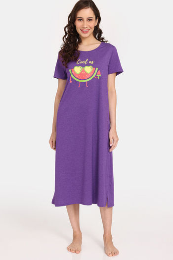Buy Rosaline Mystic Town Knit Cotton Mid Length Nightdress - Picasso Lily